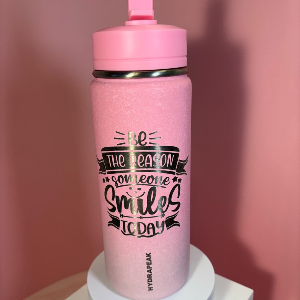 Pink Gradient Textured Laser Engraved Motivational 20oz Water Bottle